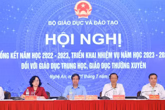 Lãnh đạo Bộ Giáo dục và Đào tạo cùng các đơn vị chức năng chủ trì hội nghị.
