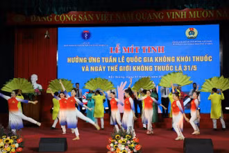 Lễ mít-tinh hưởng ứng tuần lễ quốc gia không khói thuốc và Ngày thế giới không thuốc lá (31/5) tại Thành phố Bắc Giang. (Ảnh: Trung Hiếu)