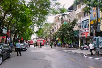 Vụ cháy xảy ra trên phố Văn Cao, Hải Phòng. 