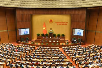 Chủ tịch Quốc hội Trần Thanh Mẫn phát biểu tại Kỳ họp thứ 8, Quốc hội khóa XV. (Ảnh: ĐĂNG KHOA)