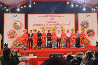 Các đại biểu cắt băng khai mạc Chương trình.