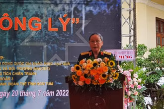 Thượng tướng Nguyễn Văn Rinh phát biểu tại Triển lãm “Da cam - Lương tri và Công lý” Kon Tum 2022.