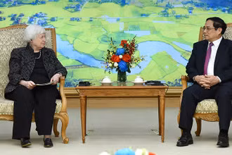 Thủ tướng Phạm Minh Chính tiếp Bộ trưởng Tài chính Hoa Kỳ Janet Yellen.