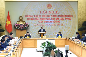 [Ảnh] Thủ tướng chủ trì hội nghị tháo gỡ khó khăn về tăng trưởng tín dụng