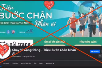 Hình ảnh trang fanpage mạo danh tên Chiến dịch “Triệu bước chân nhân ái” để kêu gọi quyên góp, gây quỹ. (Ảnh chụp màn hình)