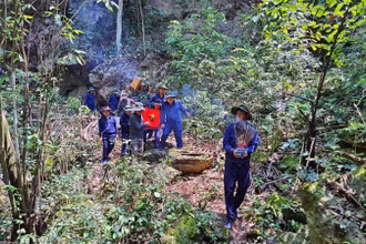 Đội quy tập, Bộ Chỉ huy Quân sự tỉnh Nghệ An tìm kiếm, quy tập hài cốt liệt sĩ trên đất Lào, mùa khô năm 2024-2025. (Ảnh: Đội Quy tập cung cấp)