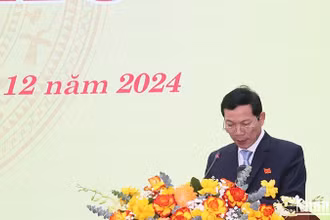 Trưởng Ban Dân vận Tỉnh ủy, Chủ tịch Ủy ban Mặt trận Tổ quốc Việt Nam tỉnh Quảng Ngãi Võ Thanh An trình bày trình bày báo cáo tổng hợp ý kiến, kiến nghị của cử tri tại kỳ họp.