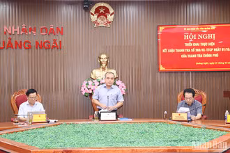 Phó Chủ tịch Thường trực Ủy ban nhân dân tỉnh Quảng Ngãi Trần Hoàng Tuấn phát biểu chỉ đạo tại Hội nghị.
