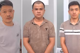 Các đối tượng tại cơ quan điều tra, ảnh Công an cung cấp.