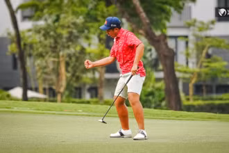 Khoảnh khắc ăn mừng của tay golf trẻ Nguyễn Tuấn Anh. (Ảnh: VGA)
