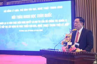 Đồng chí Nguyễn Trọng Nghĩa, Bí thư Trung ương Đảng, Trưởng Ban Tuyên Giáo Trung ương phát biểu chỉ đạo Hội thảo.