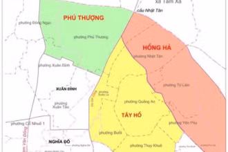 Phương án thành lập đơn vị hành chính cấp xã trong phạm vi quận Tây Hồ. Ảnh: Thùy Giang.