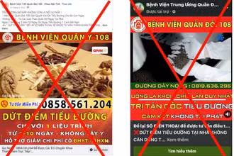 Các trang giả mạo Bệnh viện Trung ương Quân đội 108.