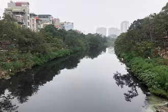 Nước sông Nhuệ đoạn chảy qua địa bàn quận Hà Đông bị ô nhiễm.