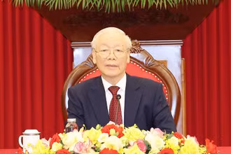 Tổng Bí thư Nguyễn Phú Trọng điện đàm cấp cao với Tổng thống Liên bang Nga Vladimir Putin. (Ảnh TTXVN)