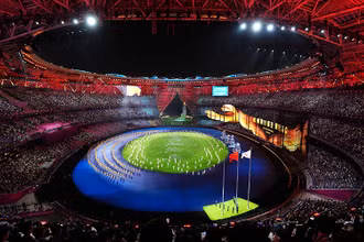Quang cảnh lễ bế mạc ASIAD 19. (Ảnh THX/TTXVN)
