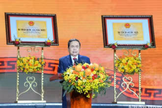 Chủ tịch Quốc hội Trần Thanh Mẫn phát biểu tại buổi lễ. 