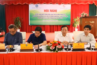 Lãnh đạo Bộ Nông nghiệp và Phát triển nông thôn và lãnh đạo tỉnh Ninh Thuận chủ trì buổi hội thảo.