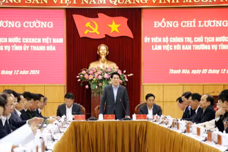 Chủ tịch nước Lương Cường phát biểu tại buổi làm việc.