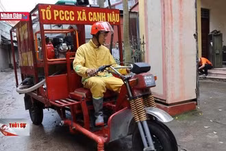 Độc đáo mô hình xe ba gác chữa cháy ở làng nghề Hà Nội