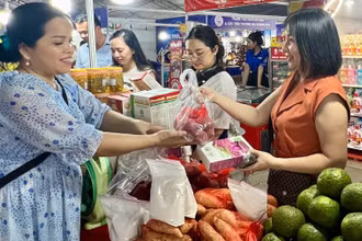 Đông đảo khách hàng đến tham quan, mua sắm tại hội chợ.