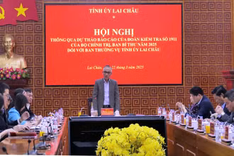 Đồng chí Lê Hoài Trung, Bí thư Trung ương Đảng, Chánh Văn phòng Trung ương Đảng phát biểu tại buổi làm việc.