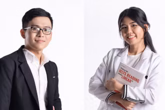 Từ phải qua: Hà Đặng Như Quỳnh, Trần Anh Khoa.