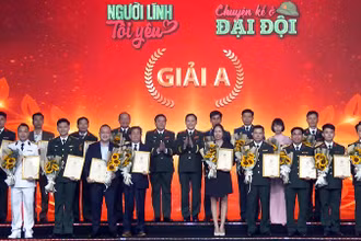 Các đồng chí đại diện Ban tổ chức 2 cuộc thi trao giải A tặng các tác giả, nhóm tác giả xuất sắc.