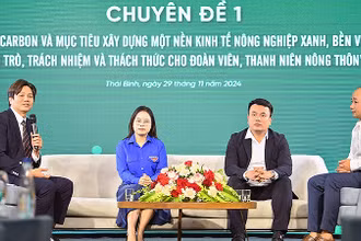 Các diễn giả, đại diện thanh niên khởi nghiệp nông nghiệp chia sẻ ý kiến tại Diễn đàn.