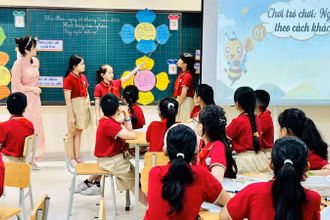 Giờ học của học sinh Trường tiểu học Thủ Lệ, quận Ba Đình, Hà Nội.