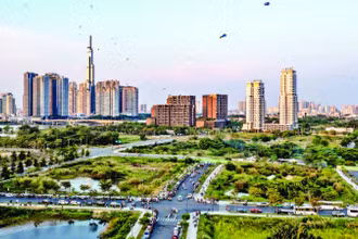 Khu đô thị mới Thủ Thiêm được quy hoạch xây dựng thành Trung tâm tài chính của Thành phố Hồ Chí Minh. (Ảnh THÀNH ĐẠT)