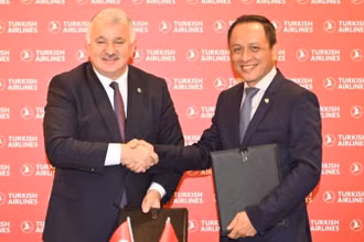 Đại diện lãnh đạo Turkish Airlines và Vietnam Airlines ký hợp tác liên danh.