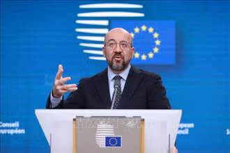 Chủ tịch Hội đồng châu Âu Charles Michel phát biểu tại cuộc họp báo ở Brussels, Bỉ, ngày 15/12/2023. (Ảnh (tư liệu): THX/TTXVN)