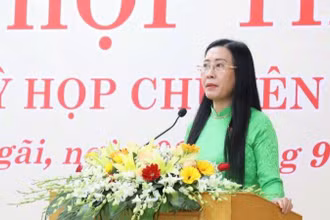 Bí thư Tỉnh ủy, Chủ tịch Hội đồng nhân dân tỉnh Quảng Ngãi Bùi Thị Quỳnh Vân phát biểu tại kỳ họp.
