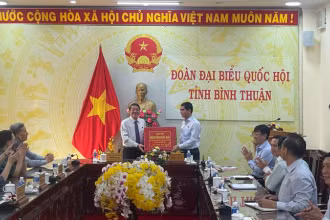 Đồng chí Nguyễn Đức Hải, Phó Chủ tịch Quốc hội thăm, tặng quà cho Đoàn Đại biểu Quốc hội tỉnh Bình Thuận.