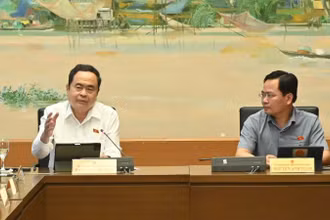 Chủ tịch Quốc hội Trần Thanh Mẫn phát biểu tại phiên họp. (Ảnh: BÙI GIANG)