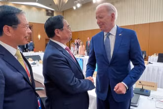 Thủ tướng Phạm Minh Chính và Tổng thống Hoa Kỳ Joe Biden. (Ảnh: VGP/Nhật Bắc)