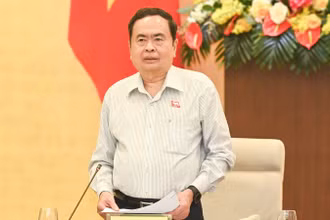 Chủ tịch Quốc hội Trần Thanh Mẫn phát biểu tại cuộc họp. (Ảnh Duy Linh)
