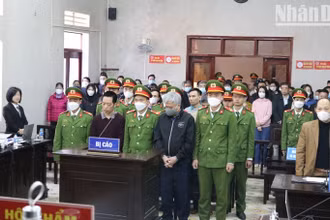Các bị cáo tại phiên xét xử.