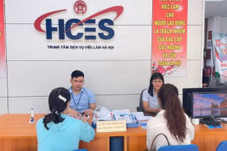 Lao động tìm hiểu thông tin tại Trung tâm dịch vụ việc làm Hà Nội. (Ảnh: HCES)