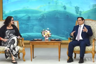 Thủ tướng Phạm Minh Chính tiếp Bộ trưởng Khoa học, Công nghệ và Đổi mới, Chủ tịch Đảng Cộng sản Brazil Luciana Santos.