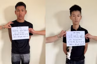 Hai đối tượng tại Cơ quan điều tra.