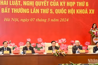 Chủ tịch Quốc hội Vương Đình Huệ, Phó Chủ tịch Thường trực Quốc hội Trần Thanh Mẫn, Chủ tịch Ủy ban Trung ương Mặt trận Tổ quốc Việt Nam Đỗ Văn Chiến; Phó Chủ tịch Quốc hội Nguyễn Khắc Định, Phó Thủ tướng Chính phủ Trần Lưu Quang chủ trì Hội nghị.