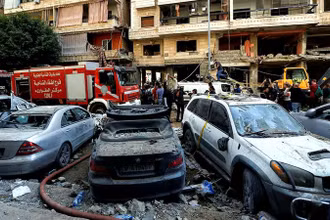 Hiện trường vụ không kích nhằm vào vùng ngoại ô phía nam Beirut, Liban. (Ảnh REUTERS)