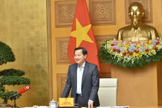 Phó Thủ tướng Lê Minh Khái phát biểu tại buổi làm việc.