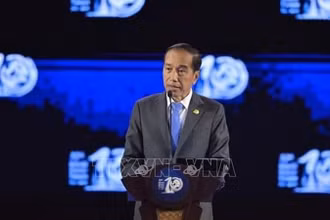 Tổng thống Indonesia Joko Widodo phát biểu khai mạc Diễn đàn. (Ảnh: TTXVN)