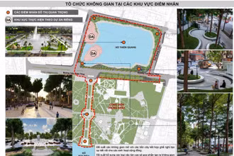 Phối cảnh không gian đi bộ phố Trần Nhân Tông và vùng phụ cận.