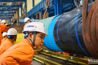 Kỹ sư EPS thực hiện công tác rút rotor máy phát.