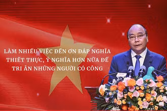 Chủ tịch nước Nguyễn Xuân Phúc phát biểu tại buổi lễ. (Ảnh: ĐĂNG KHOA)