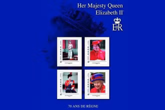 Bộ sưu tập gồm 4 con tem mang hình ảnh Nữ hoàng Elizabeth II được phát hành tại Pháp với số lượng hạn chế. (Ảnh: LaPoste)